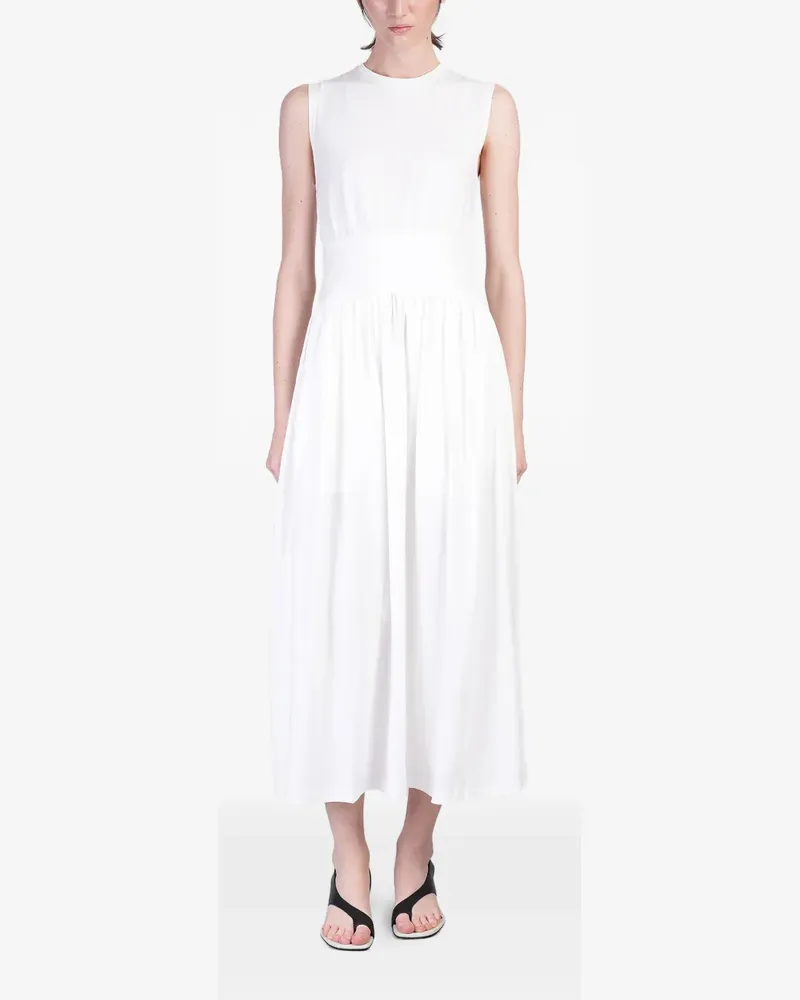 Totême Geripptes Kleid mit gerafftem Rock - Weiß Weiß