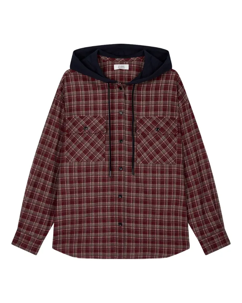 STUDIO TOMBOY check-pattern hooded shirt - Rot Rot