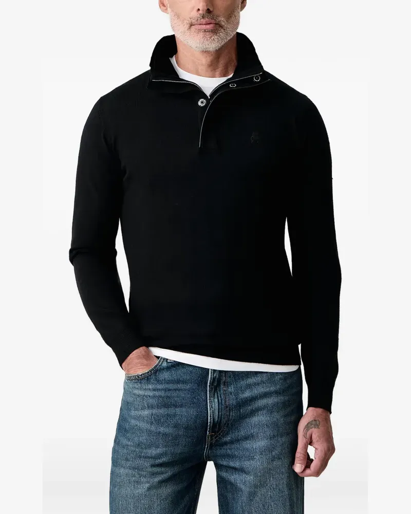 Karl Lagerfeld quarter-zip logo-patch sweater - Schwarz Schwarz