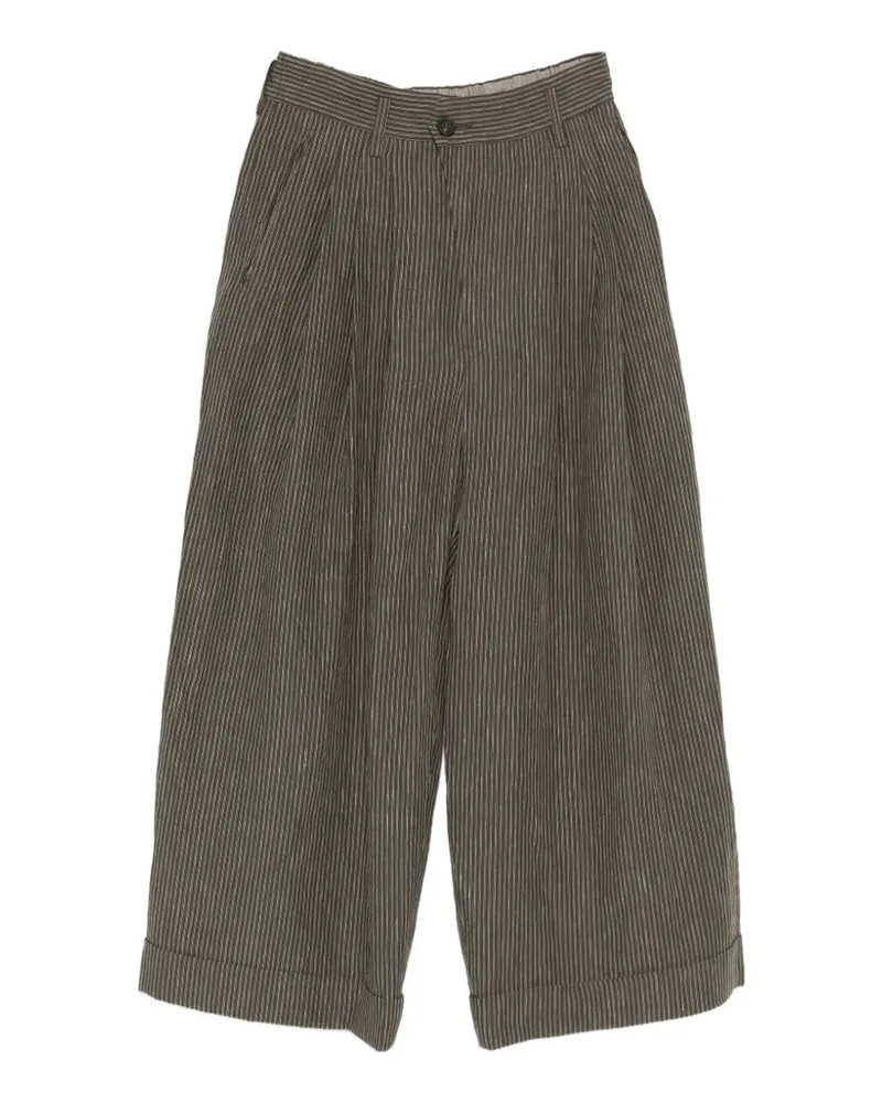 Ziggy Chen striped pleated trousers - Grün Grün