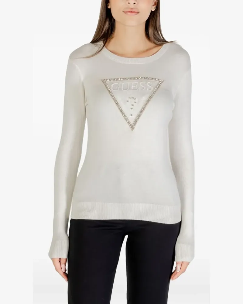 Guess crystal-embellished logo-patch T-shirt - Weiß Weiß