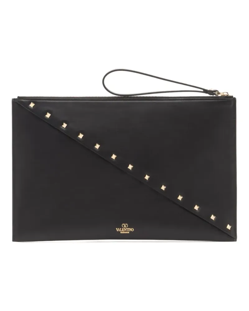 Valentino Garavani Rockstud Wispy Clutch aus Kalbsleder - Schwarz Schwarz