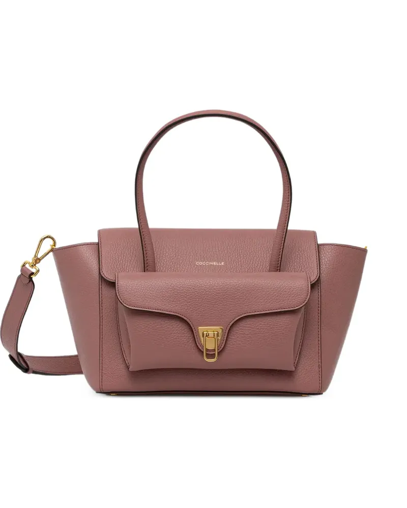 Coccinelle Mittelgroße  Double Beat Tote Bag aus gekörntem Leder - Rosa Rosa
