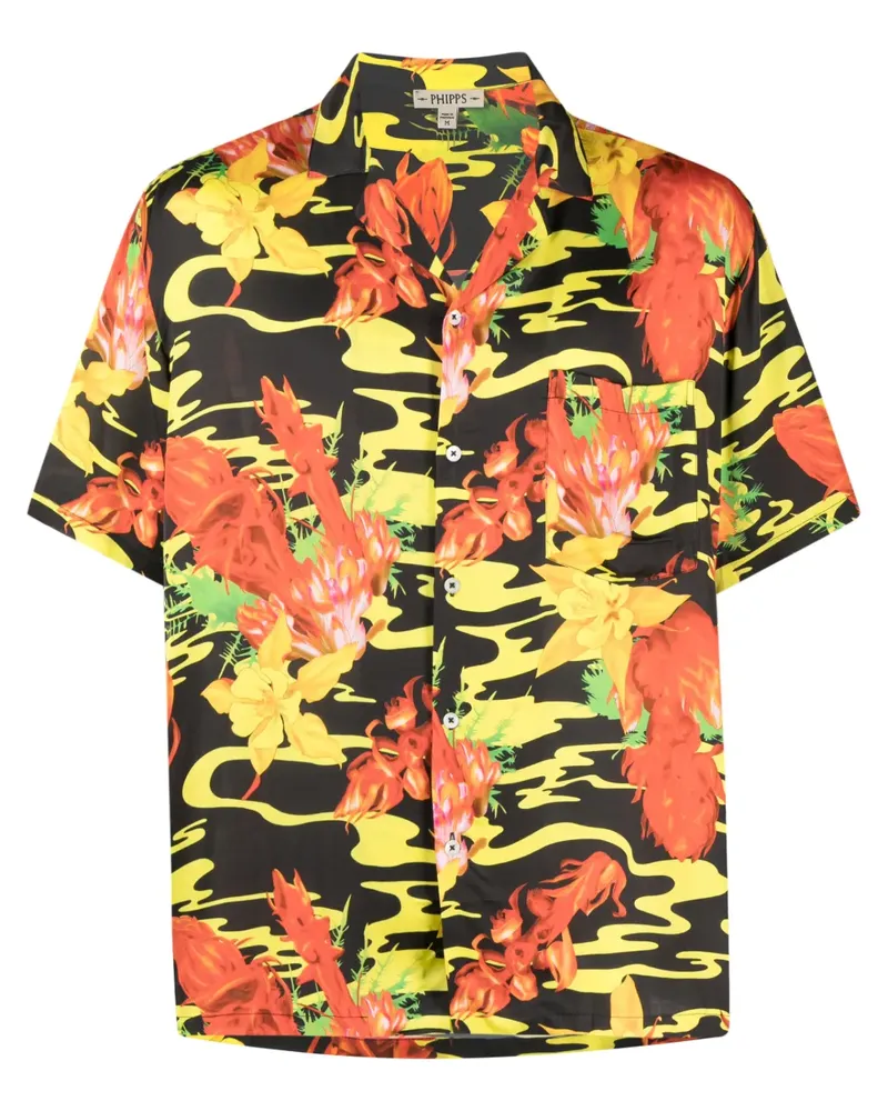PHIPPS Bowlinghemd im Oversized-Look - Schwarz Schwarz