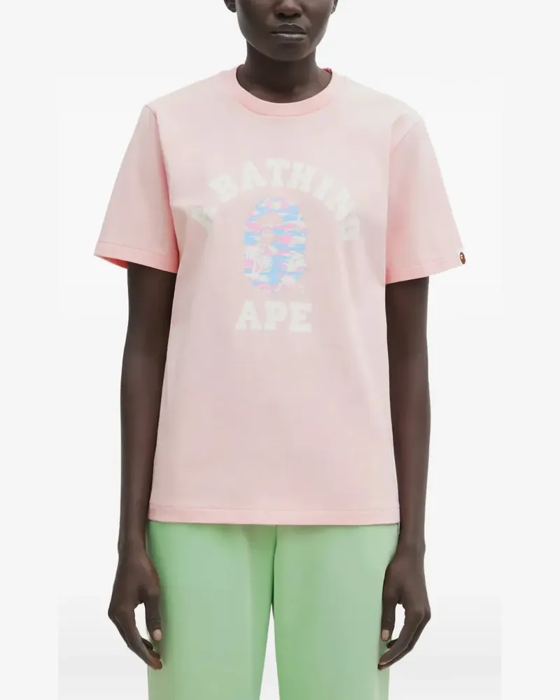 BAPE T-Shirt mit Palmen-Print - Rosa Rosa