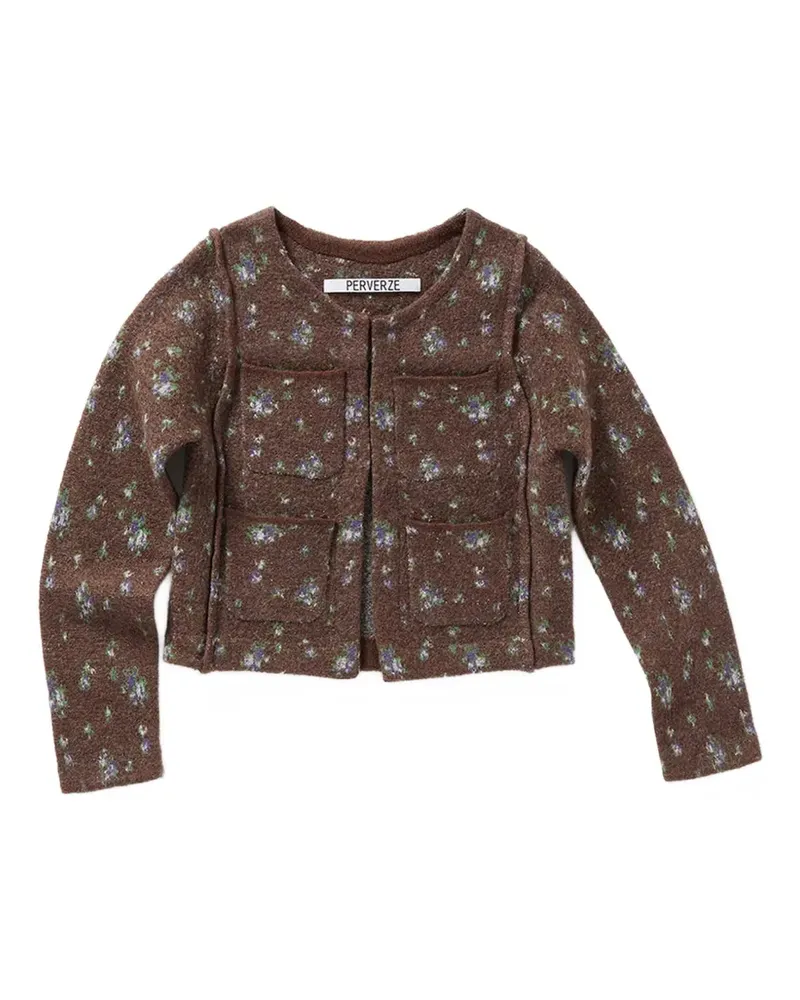 PERVERZE floral-print wool cardigan - Braun Braun