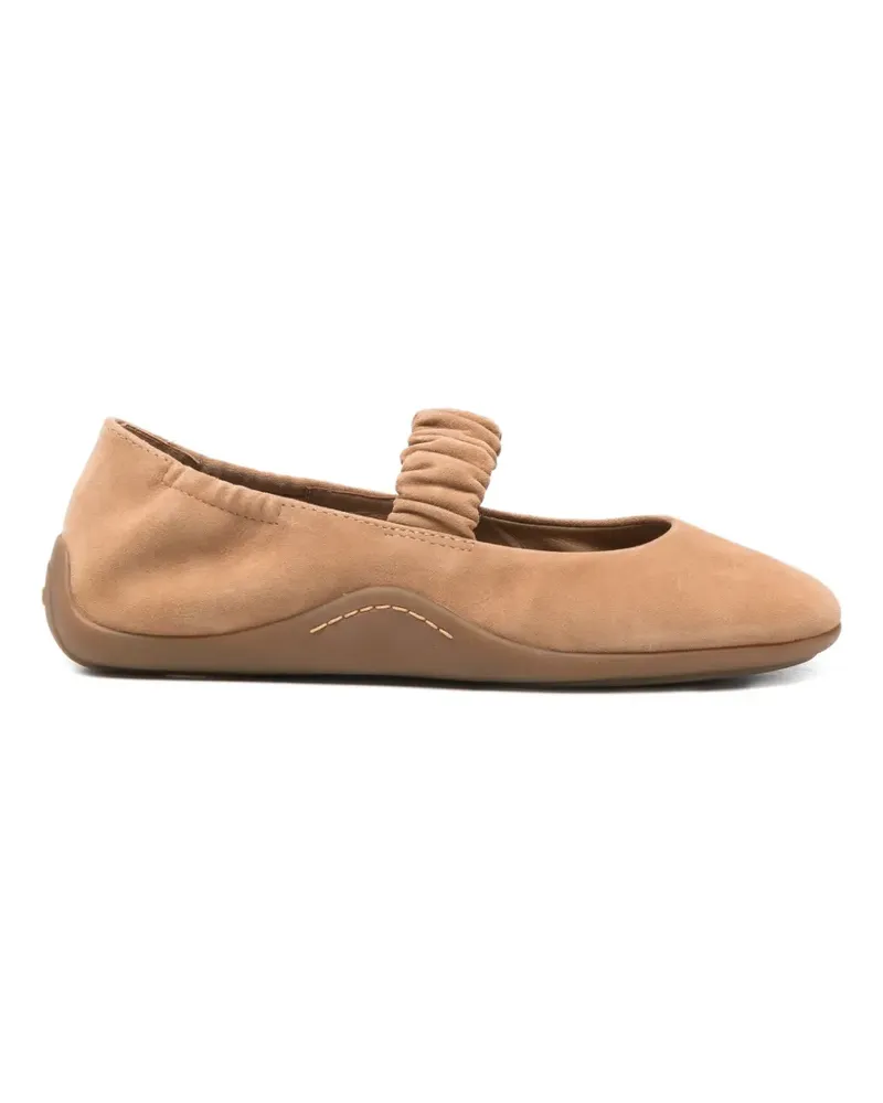 ash Maya ruched-strap suede ballet flats - Braun Braun