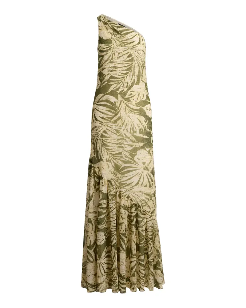 Ralph Lauren One-Shoulder-Maxikleid mit Palmen-Print - Grün Grün