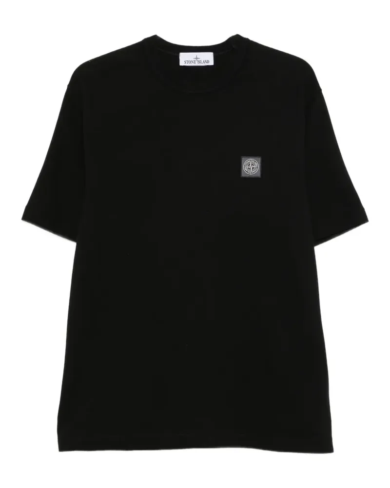 Stone Island T-Shirt mit Logo-Patch - Schwarz Schwarz