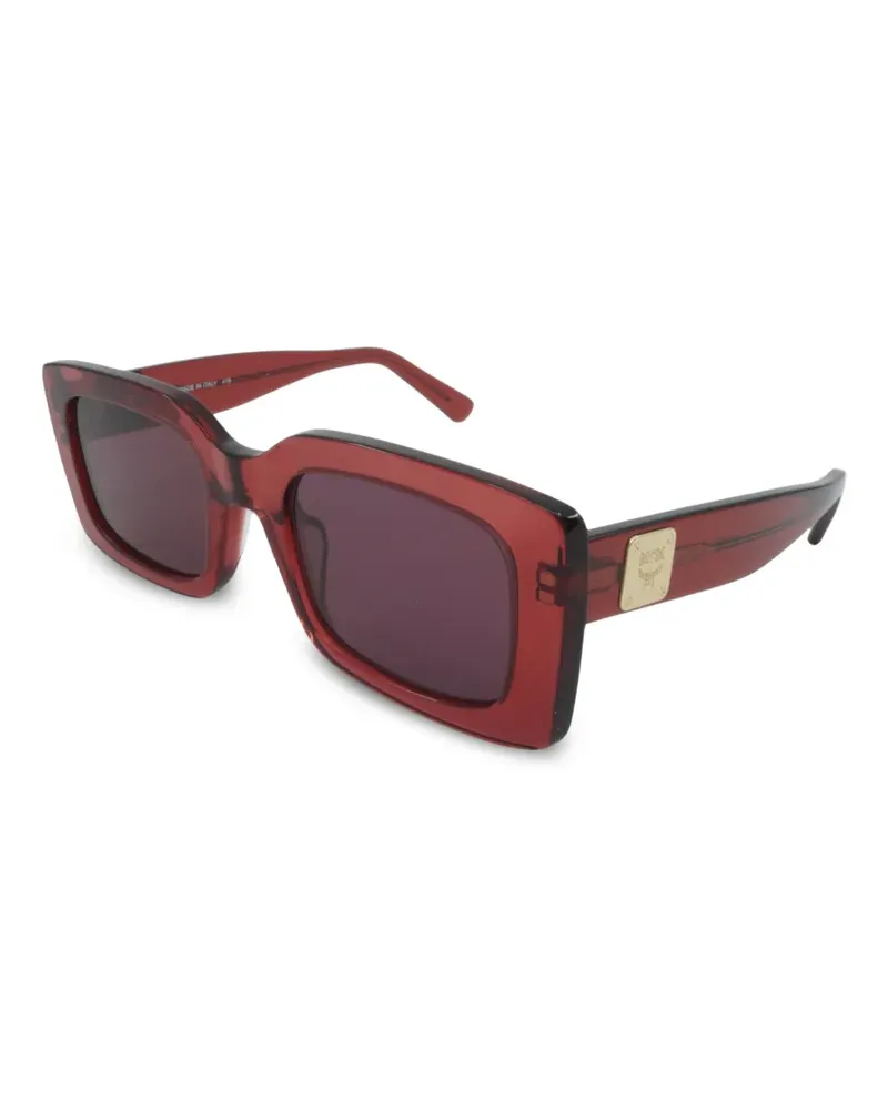 MCM Eckige Sonnenbrille mit Logo-Schild - Rot Rot