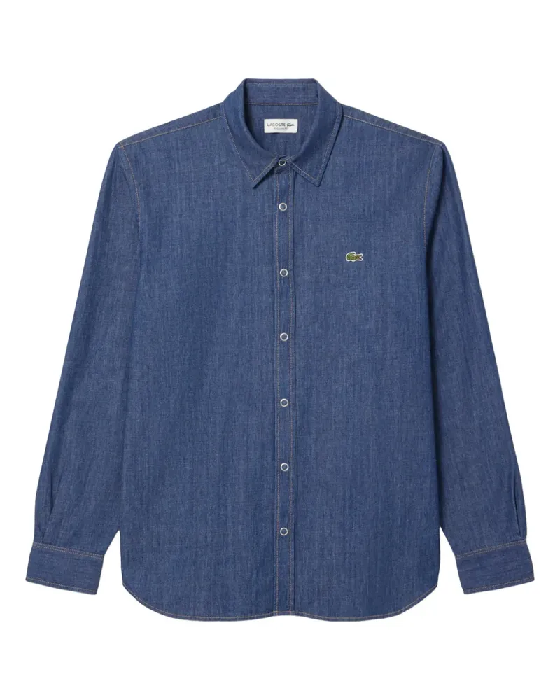 Lacoste Jeanshemd mit Logo-Applikation - Blau Blau