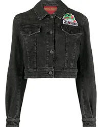 Moschino Cropped-Jeansjacke mit Cartoon-Patch Schwarz