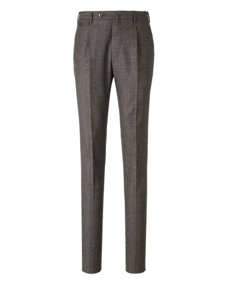 PT TORINO pleated-front houndstooth trousers - Grau Grau