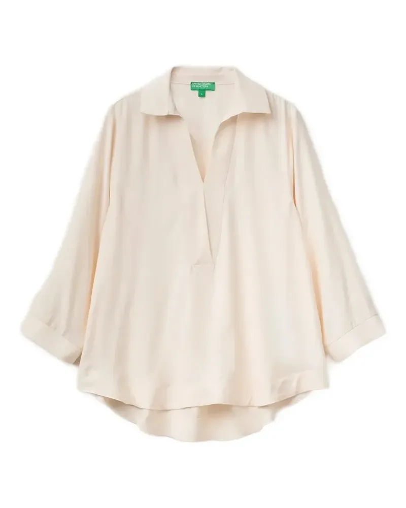 Benetton Oberteil mit V-Ausschnitt - Nude Nude