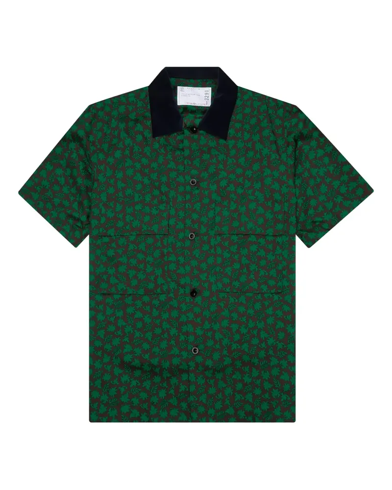 Sacai Hemd mit Blatt-Print - Braun Braun