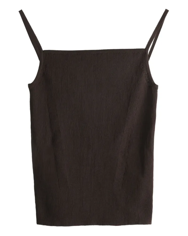 AMOMENTO Geripptes Top - Braun Braun