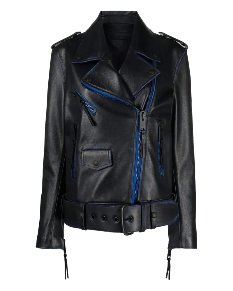 OFF-WHITE Lederjacke mit Kontrastdetails - Schwarz Schwarz