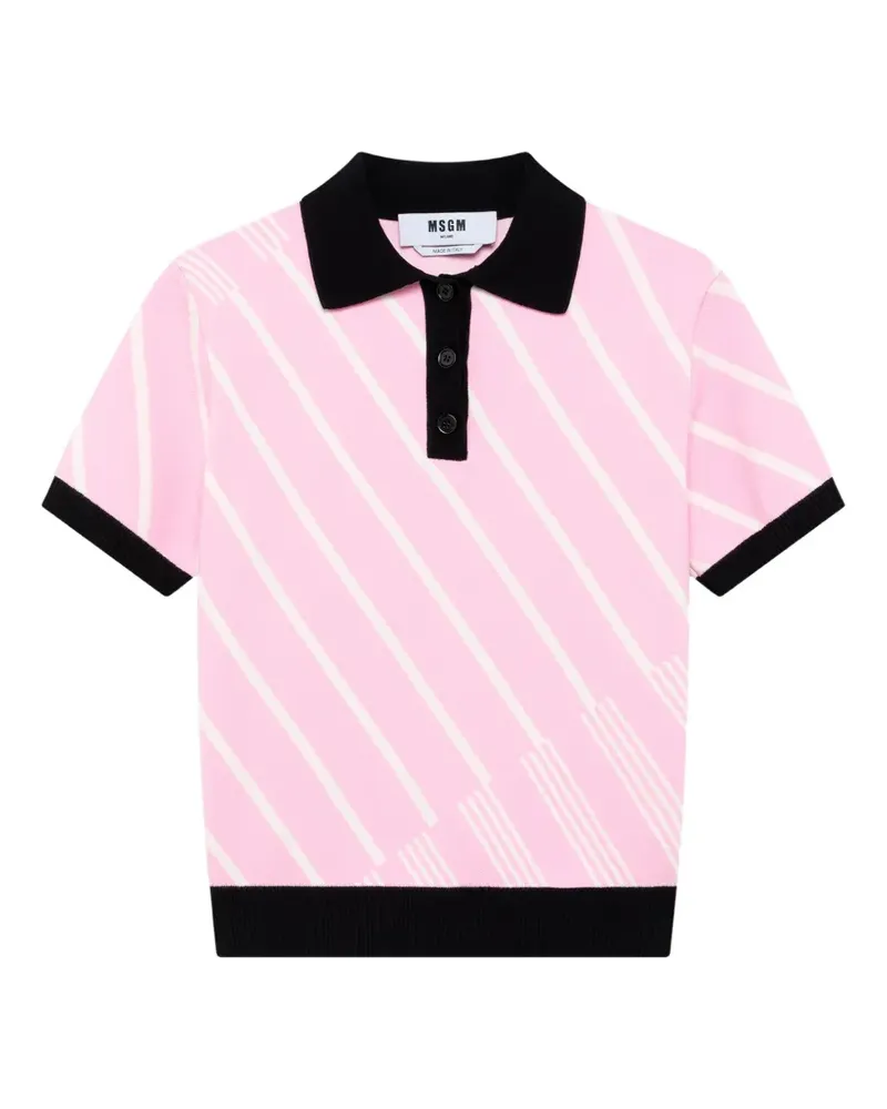 MSGM Poloshirt mit diagonalen Streifen - Rosa Rosa