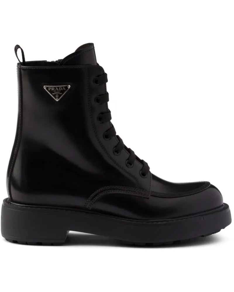 Prada Stiefel aus gebürstetem Leder - Schwarz Schwarz