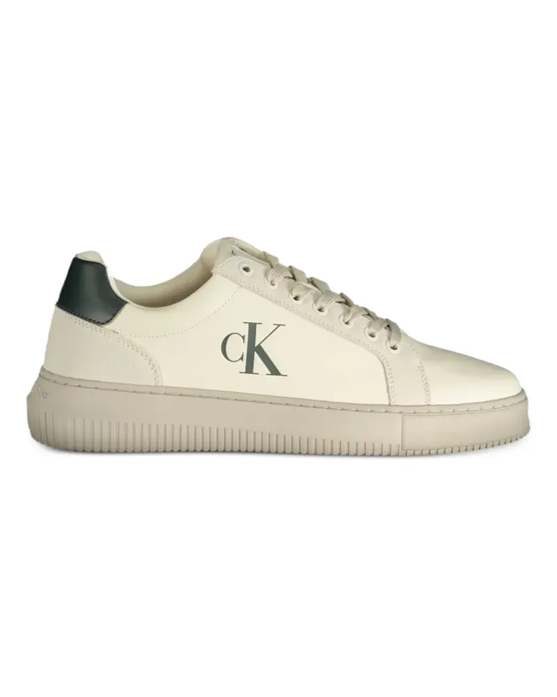 Calvin Klein logo-print leather sneakers - Nude Nude