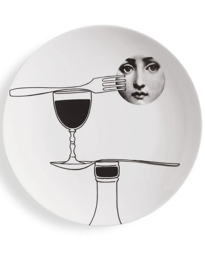 Fornasetti Tema e Variazioni n.136 Wandteller Weiß