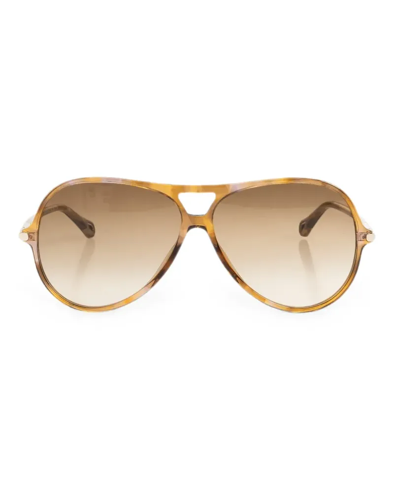 Chloé tortoiseshell-effect pilot-frame sunglasses - Braun Braun