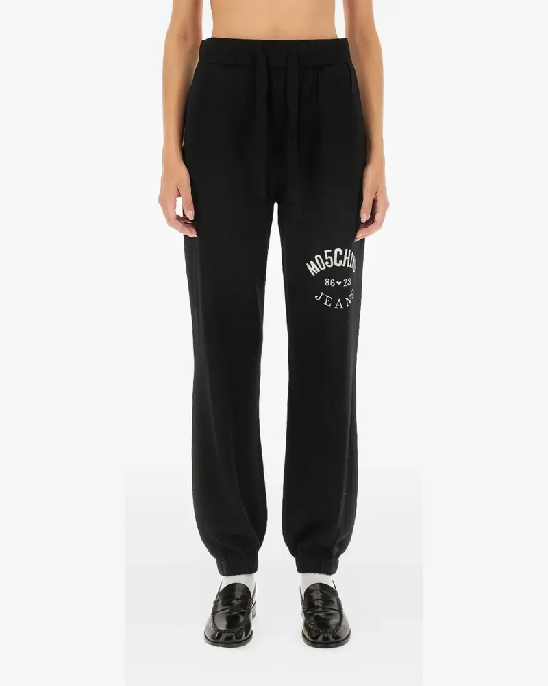 Moschino drawstring logo trousers - Schwarz Schwarz