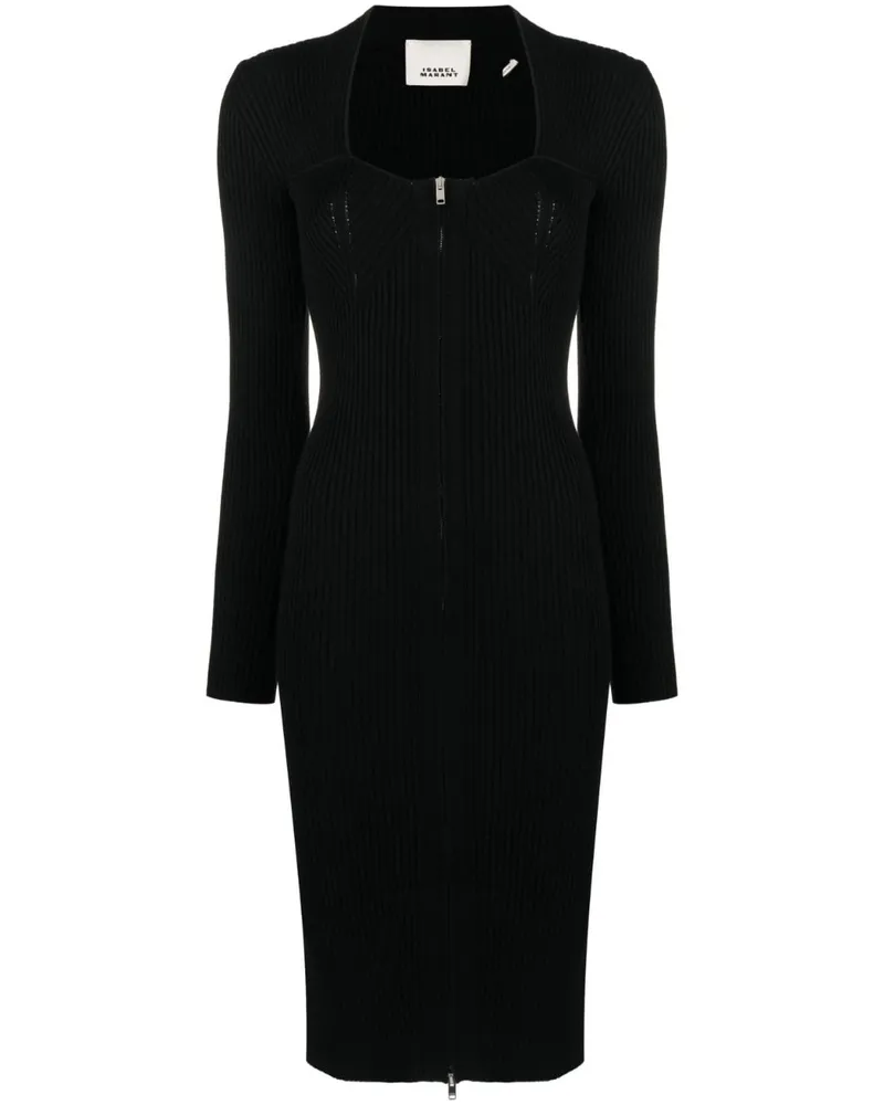 Isabel Marant Zael Midikleid aus Wollgemisch - Schwarz Schwarz