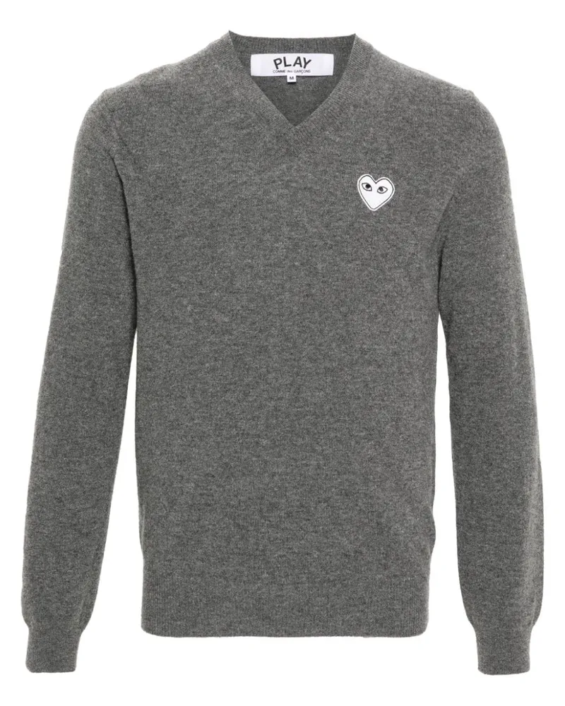 Comme des Garçons Melierter Pullover mit Herz-Patch - Grau Grau