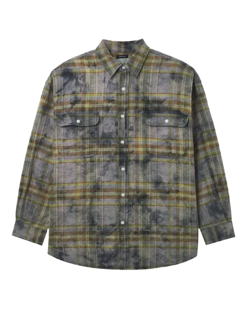 R13 Kariertes Hemd im Distressed-Look - Grau Grau