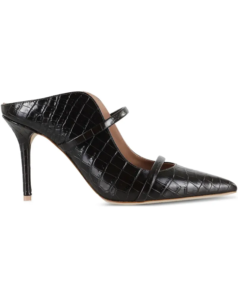 Malone Souliers Spitze Maureen Mules mit Kroko-Effekt 85mm - Schwarz Schwarz
