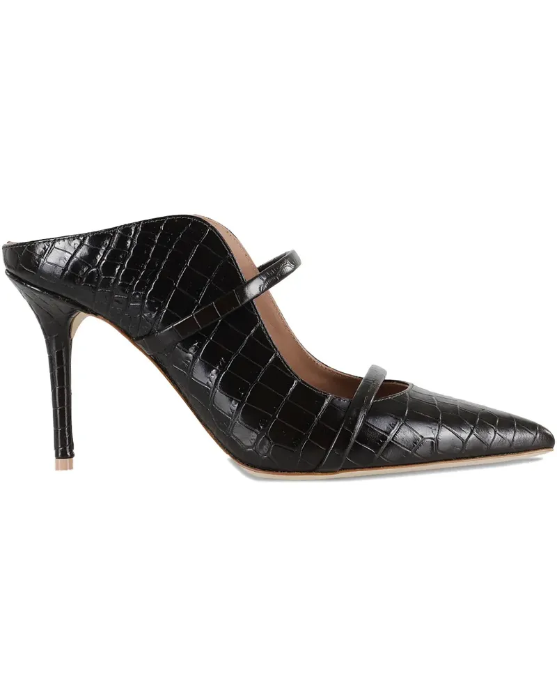 Malone Souliers Spitze Maureen Mules mit Kroko-Effekt 85mm - Schwarz Schwarz