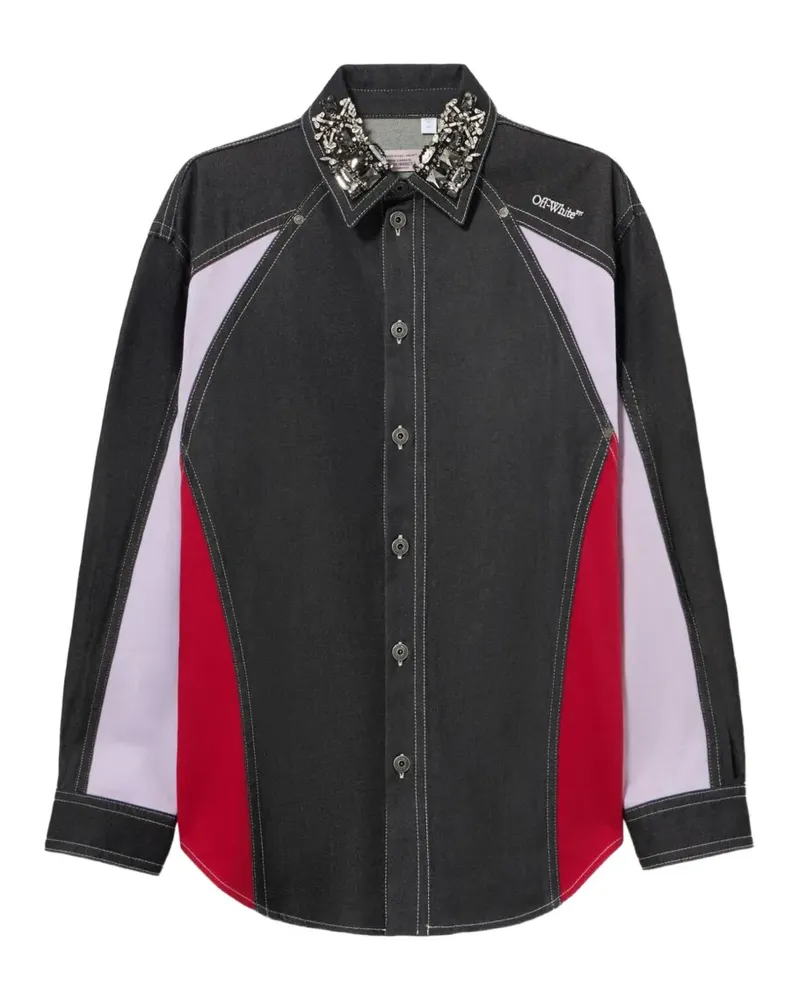 OFF-WHITE crystal-embellished color-block jacket - Schwarz Schwarz
