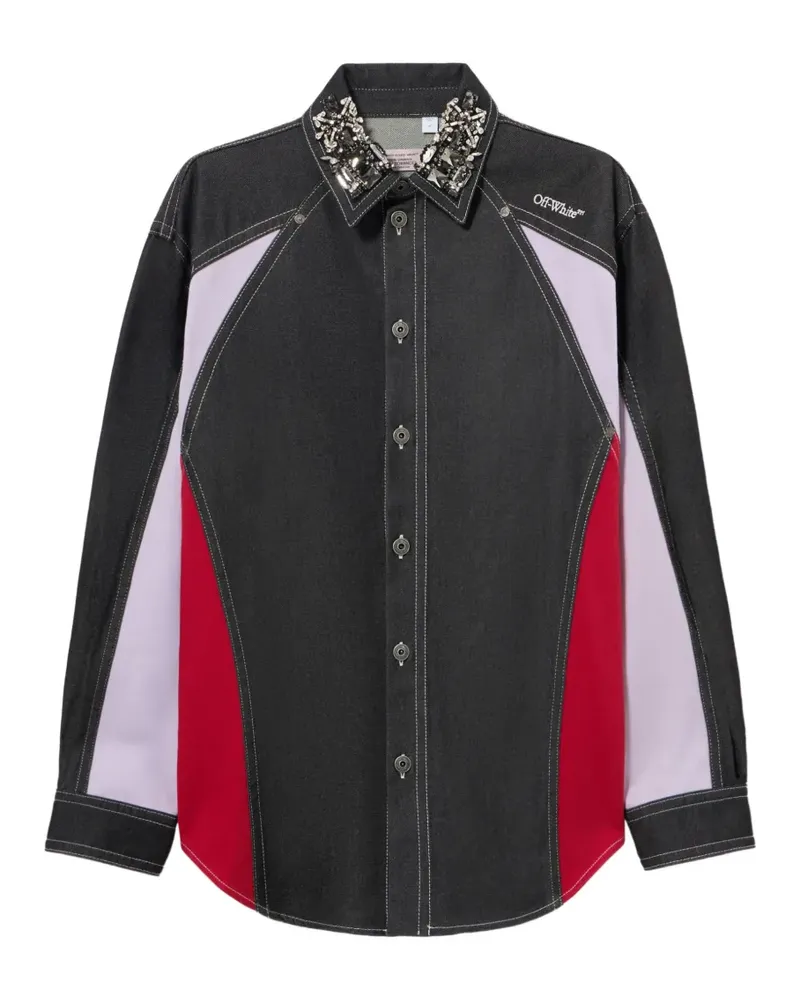 OFF-WHITE Jacke in Colour-Block-Optik mit Kristallen - Schwarz Schwarz