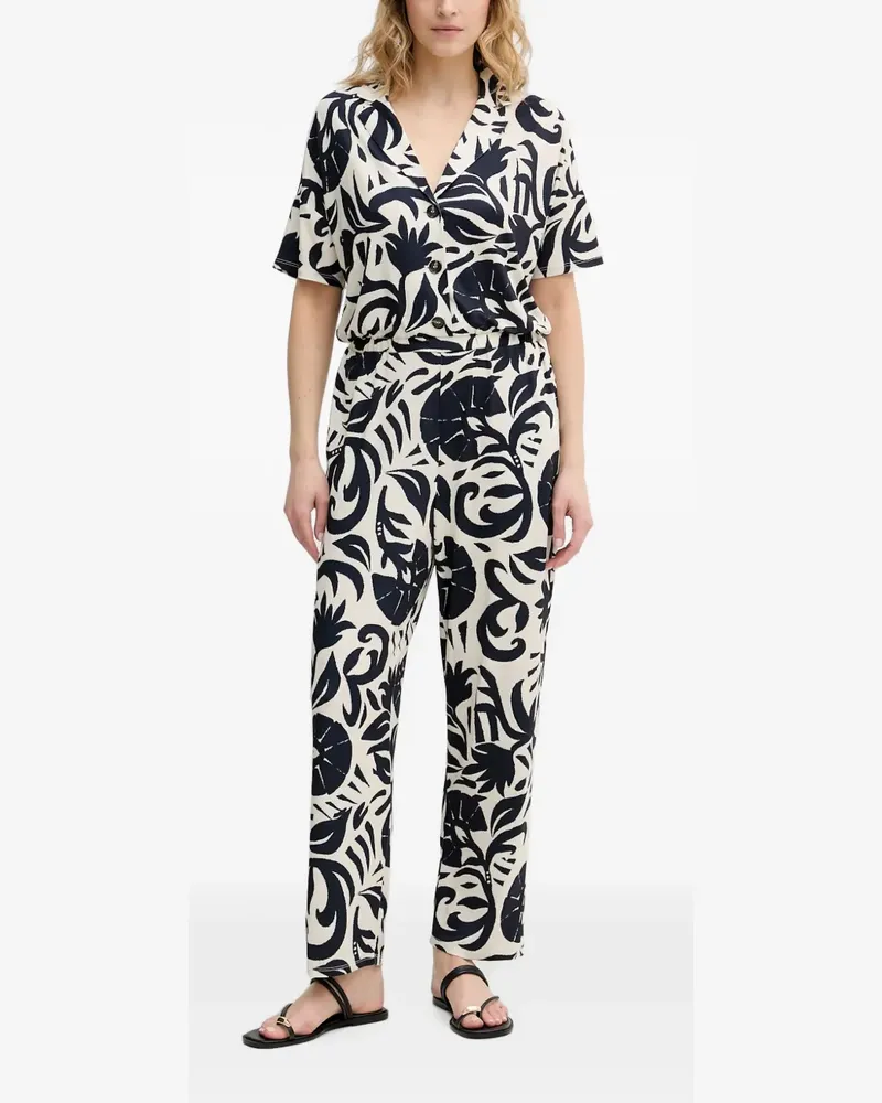 Oui  leaf-print jumpsuit - Weiß Weiß