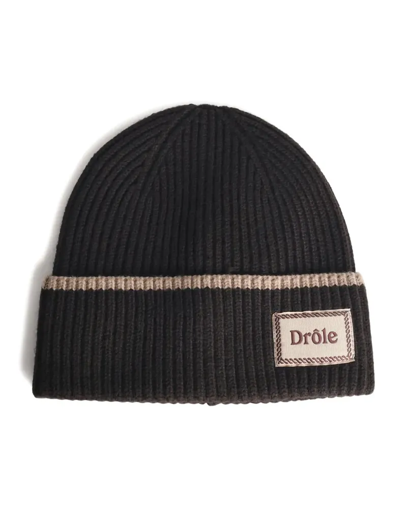 Drôle de Monsieur Gewebte Beanie - Schwarz Schwarz