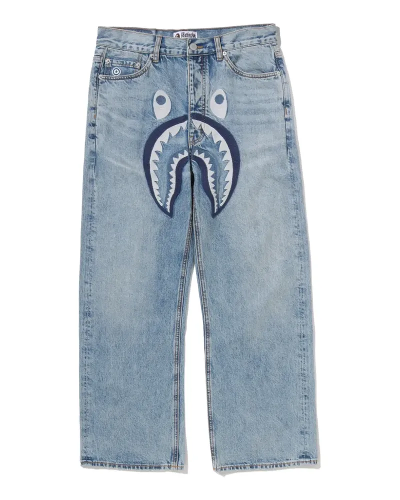 BAPE Straight-Leg-Jeans mit Haimotiv - Blau Blau