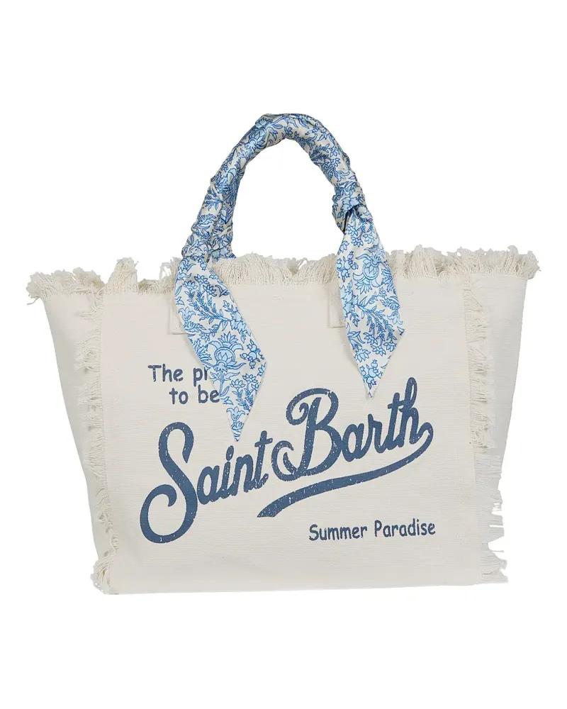 MC2 Saint Barth fringed-trim scarf-detail tote bag - Nude Nude