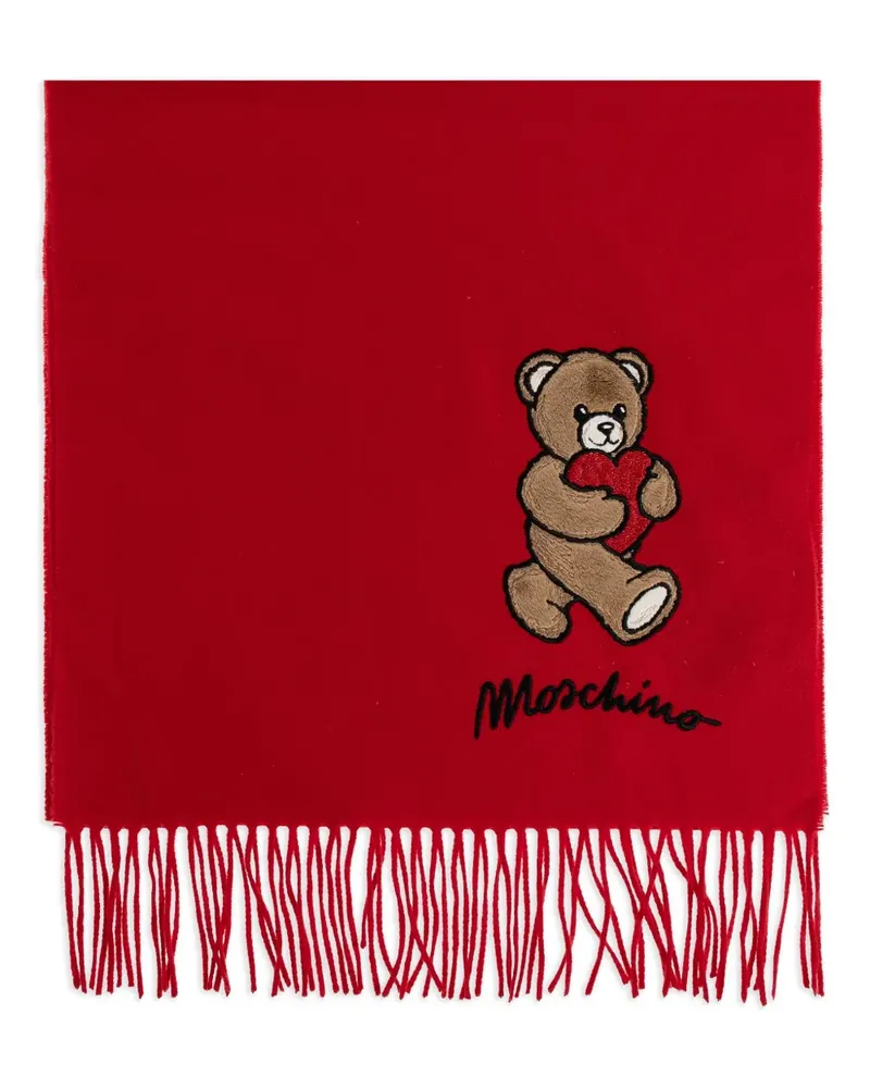 Moschino Schal mit Teddy-Applikation - Rot Rot