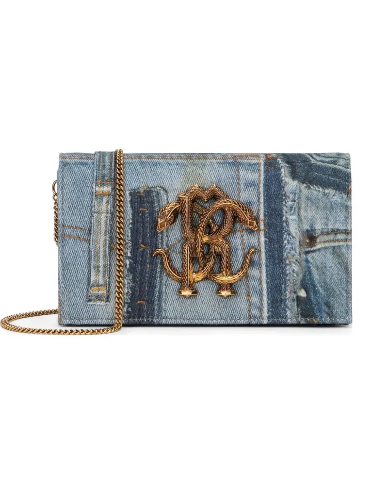 Roberto Cavalli Schultertasche aus Denim - Blau Blau