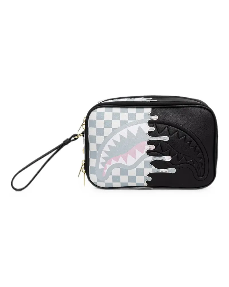 Sprayground check-print Shark make up bag - Schwarz Schwarz