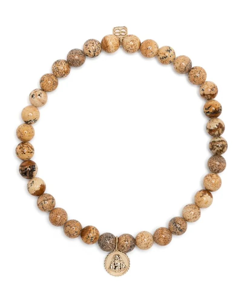 Sydney Evan Perlenarmband mit 14kt Buddha-Gelbgolddetail - Braun Braun