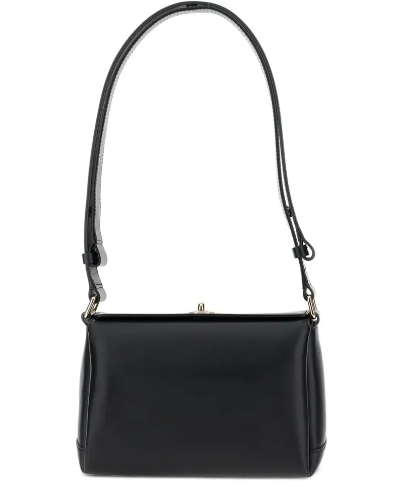 PLAN C Schultertasche aus Leder - Schwarz Schwarz