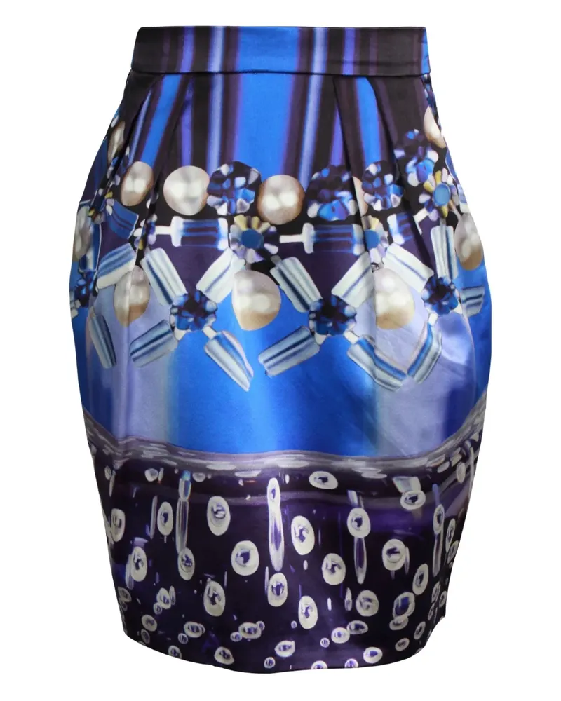 Mary Katrantzou pearl-print pleated mini skirt - Blau Blau