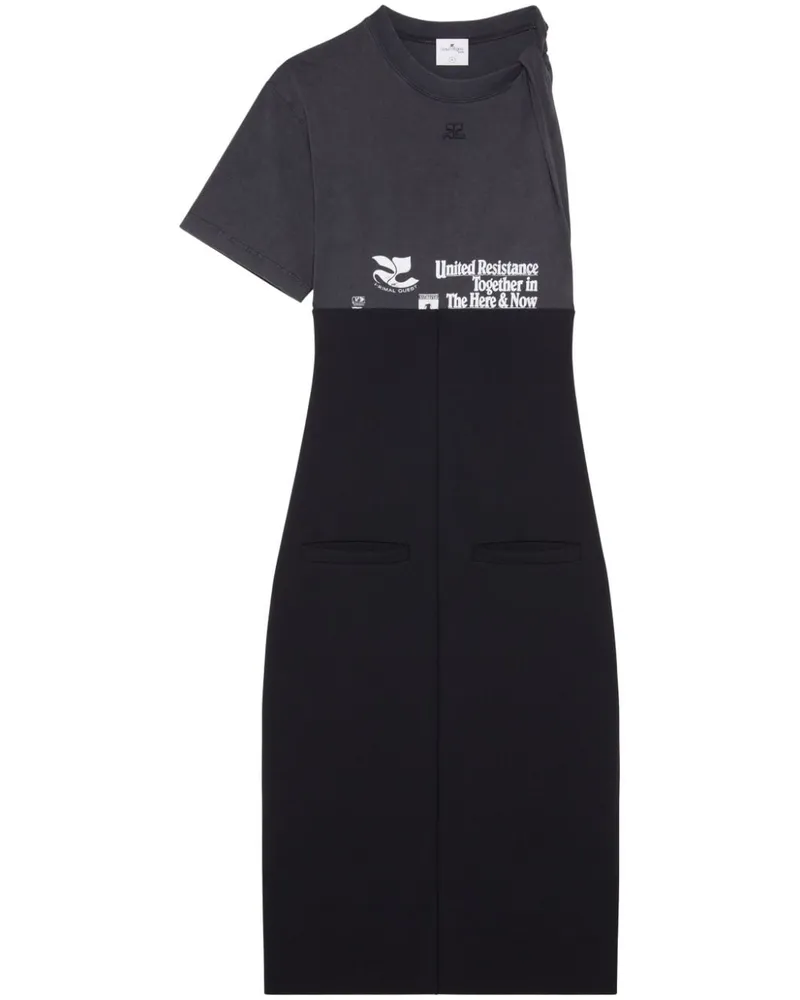 Courrèges Midikleid mit Einsätzen - Schwarz Schwarz