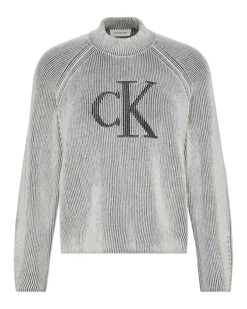 Calvin Klein Intarsien-Pullover mit Raglanärmeln - Schwarz Schwarz