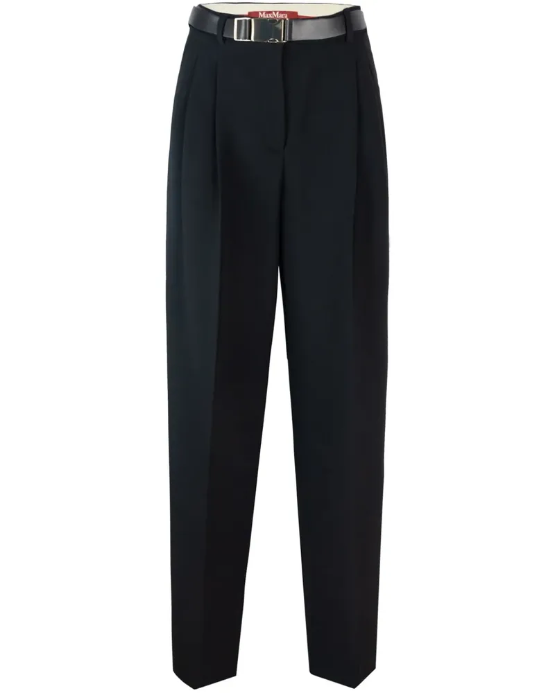 Max Mara Gerade Hose mit Gürtel - Schwarz Schwarz