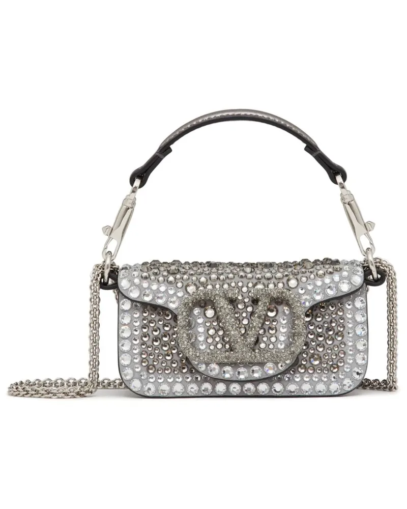 Valentino Garavani Micro Loco Handtasche mit Strass Silber