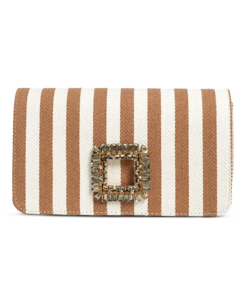 FESTA Milano Gestreifte Anzalea Schultertasche mit Strass - Braun Braun