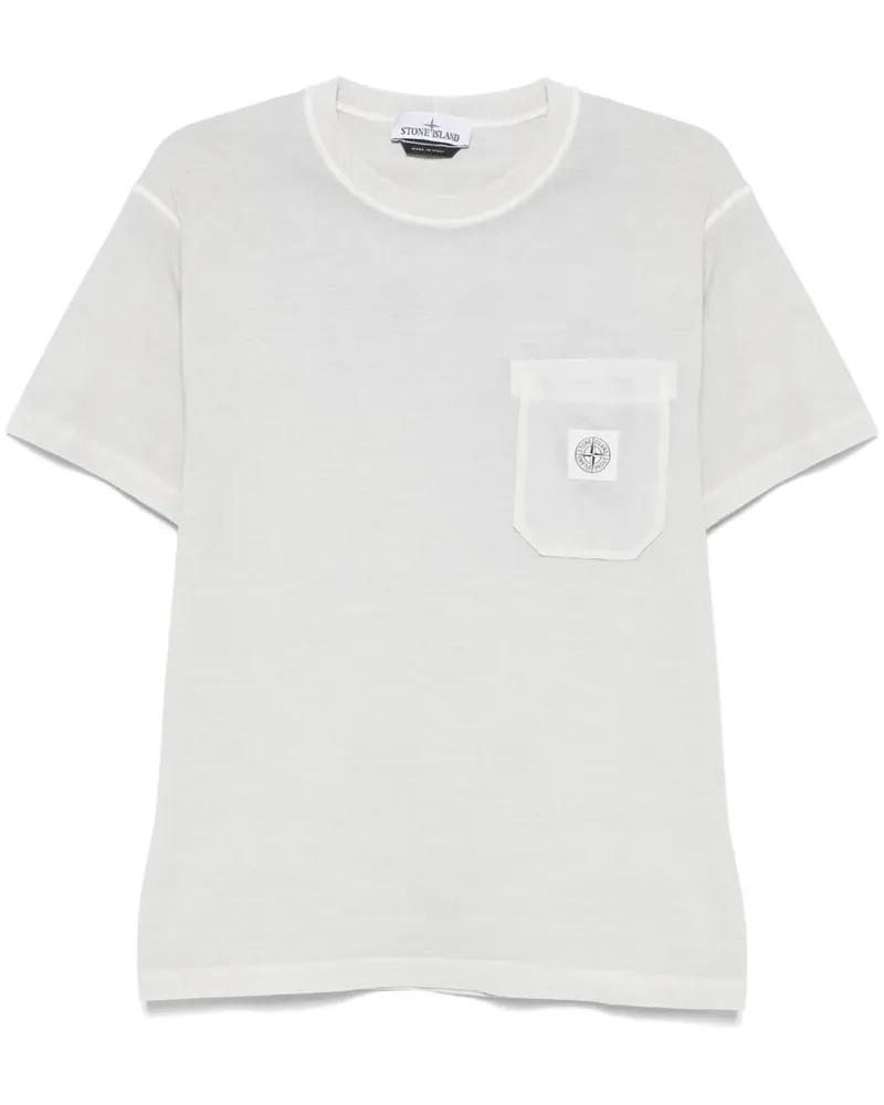 Stone Island T-Shirt aus Bio-Baumwolle mit Fissato-Effekt - Grau Grau